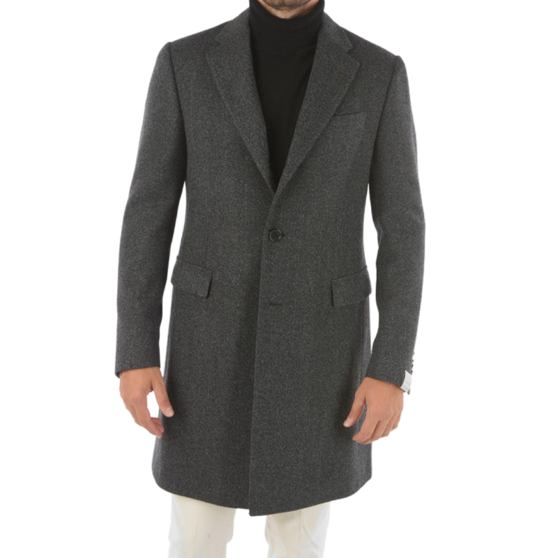 Manteau droit trois boutons poches rabat gris anthracite – Atelson