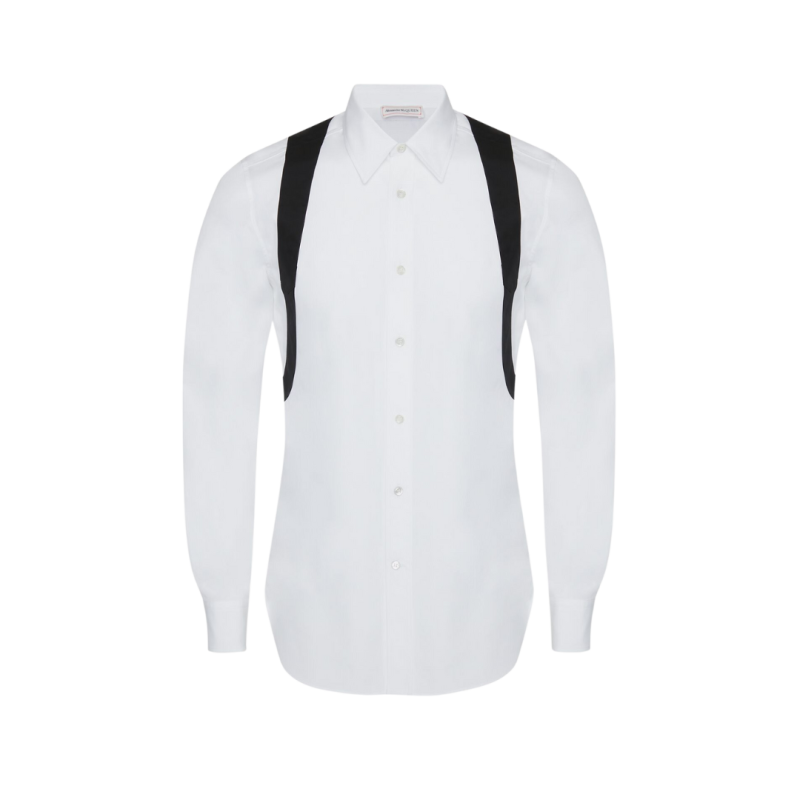 Chemise manche longue AMIRI soie pied de poule multi logo noir blanc