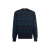 Pull col rond coton mélangé noir zig zag bleu