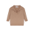 Pull manche courte col polo laine cachemire beige