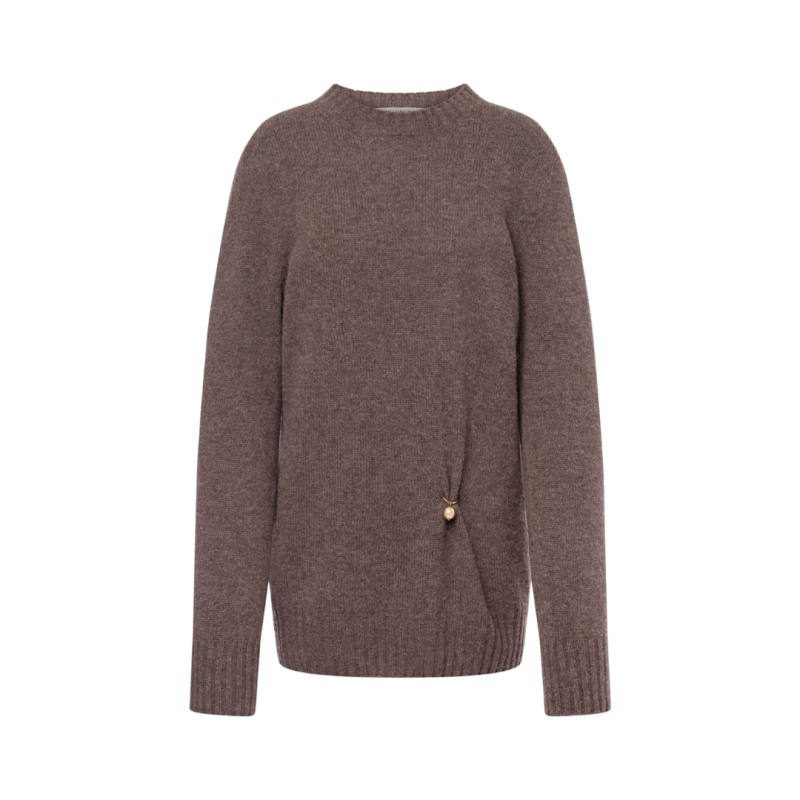 Pull long col rond marron...