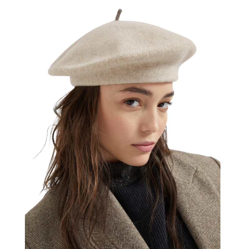 Beret laine beige détail...