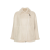 Blouson large moto cuir veau peau retourné mouton beige