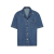 Chemise bowling denim coton bleu logo V métal