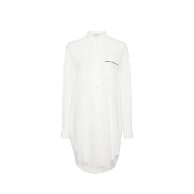 Chemise longue soie blanche...