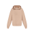 Sweat-shirt capuche coton beige vieux rose étiquette logo