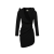 Robe mini sculpturale col v manches longues laine noir