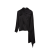 blouse col rond soie noir drapé col effet cape