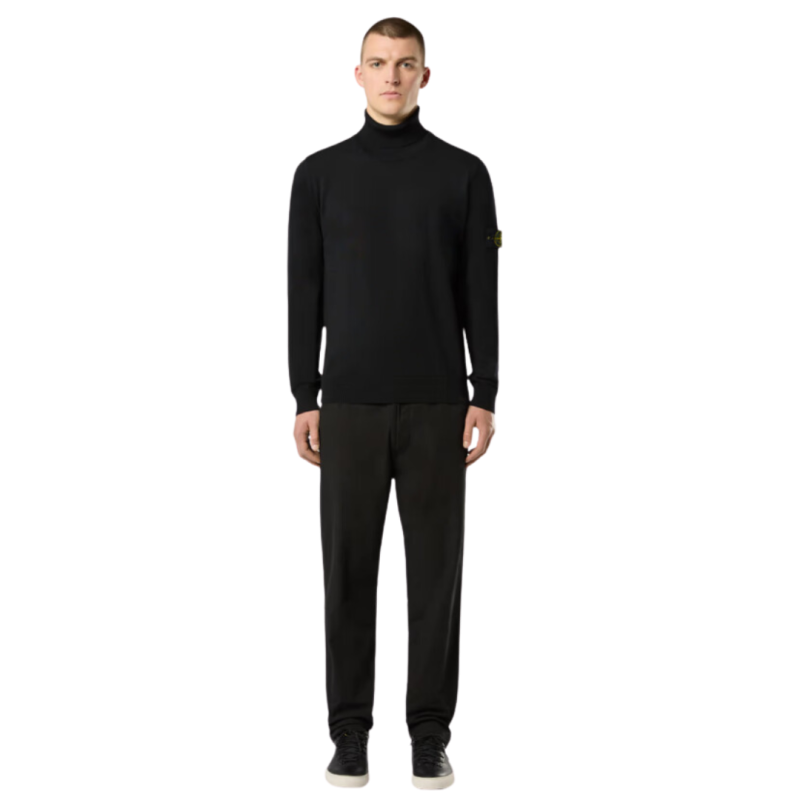 Pull col roule STONE ISLAND laine vierge fine noir