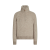 Pull col montant zippé cachemire beige chiné intérieur fourrure