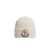 Bonnet laine vierge à côtes blanc logo pixel