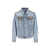 Blouson jean denim Everclear bleu clair épaule zèbre clous