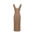 Robe longue débardeur en maille coton côtelée marron