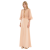 Robe longue fluide froncée crêpe de satin lavé rose pale volants