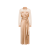 Robe longue soie beige rosé col chemise poignet satin