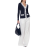 Cardigan col V viscose côtelé stretch bleu nuit gansé blanc